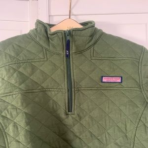 Forest Green Quilted Vineyard Vines Quarter Zip